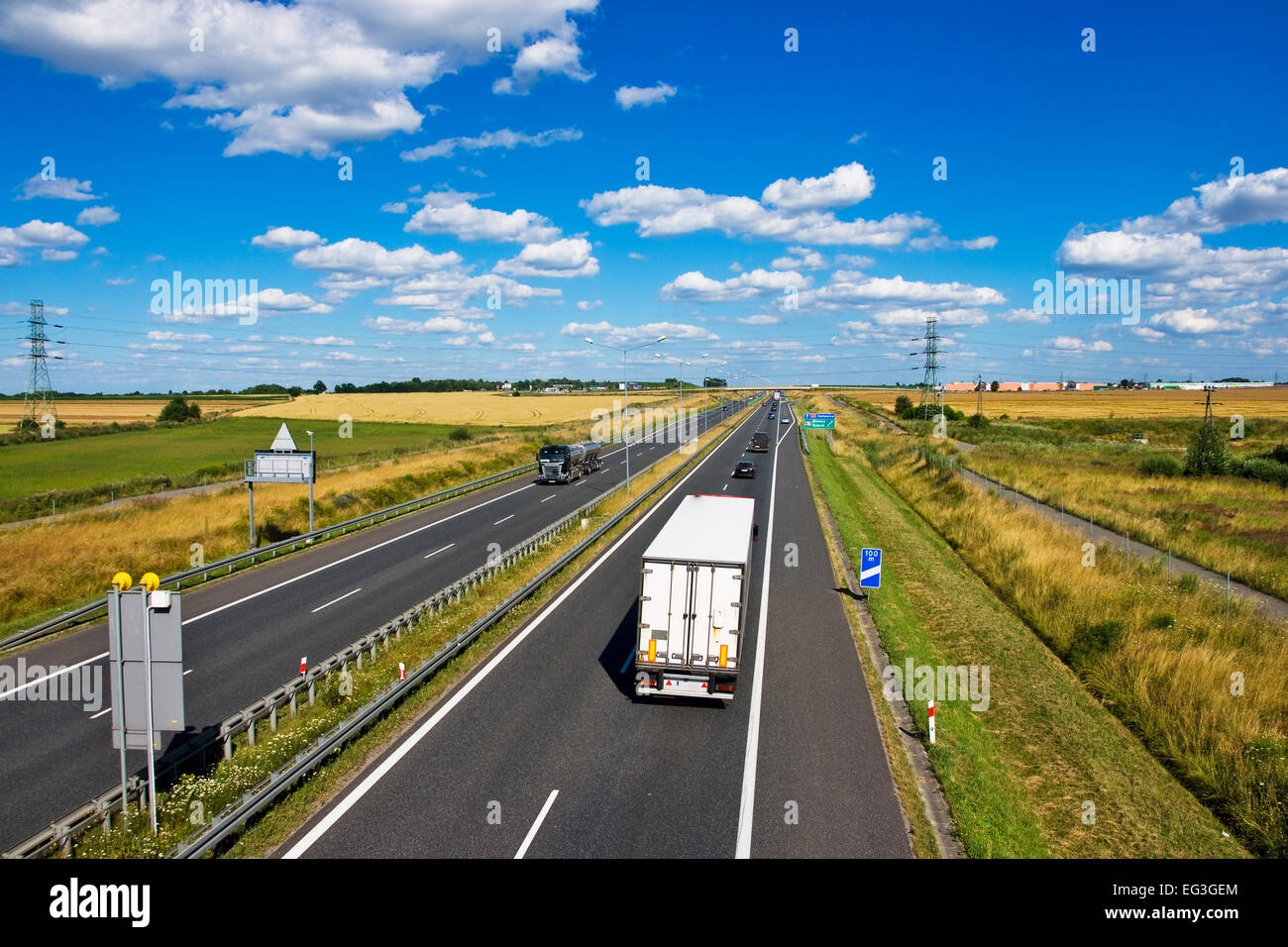 Polnische A4 Autobahn in der Nähe von Gliwice Stockfoto