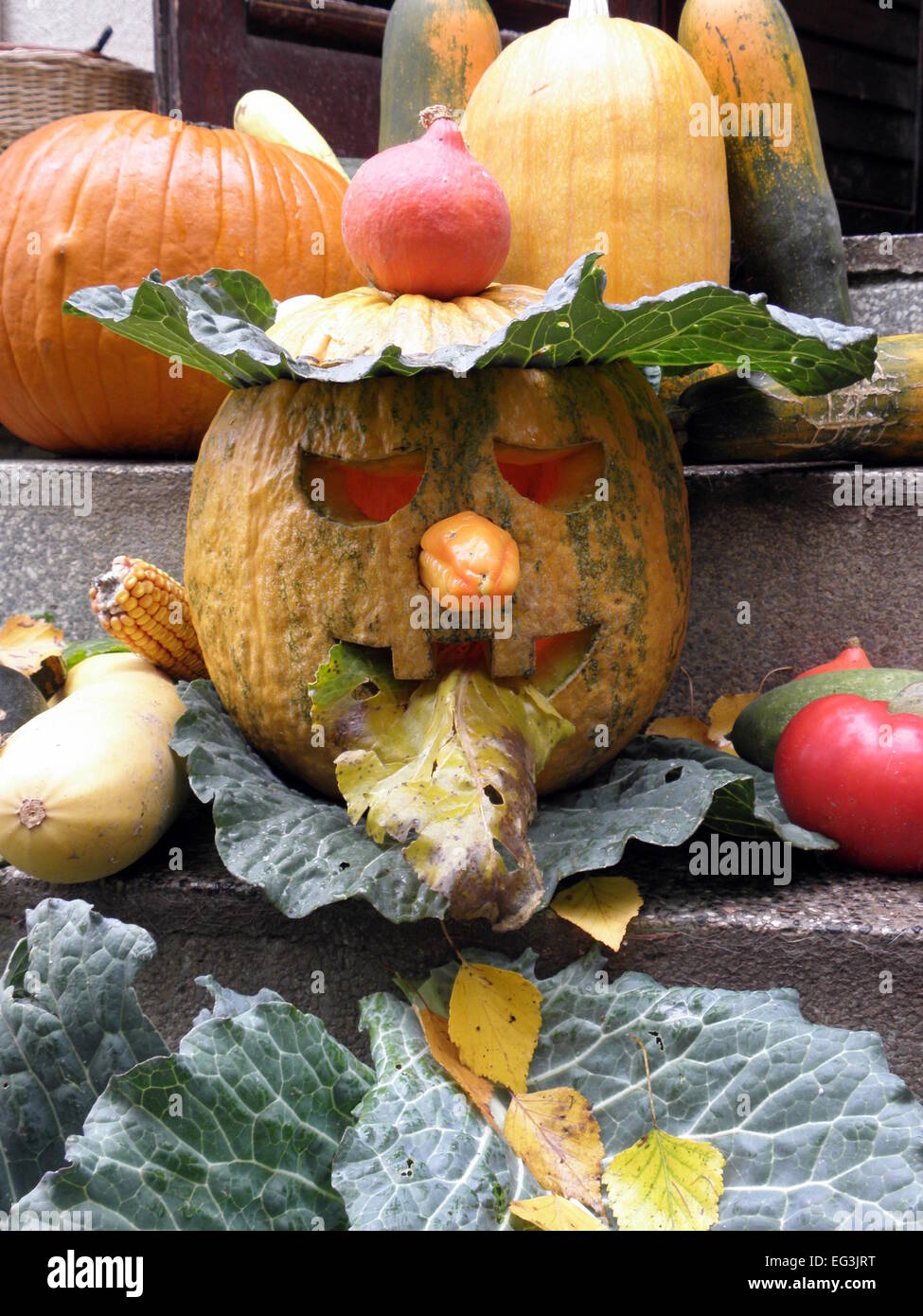 Lustige Halloween-Kürbis, 1, Bregana Pisarovinska, Kroatien Stockfoto