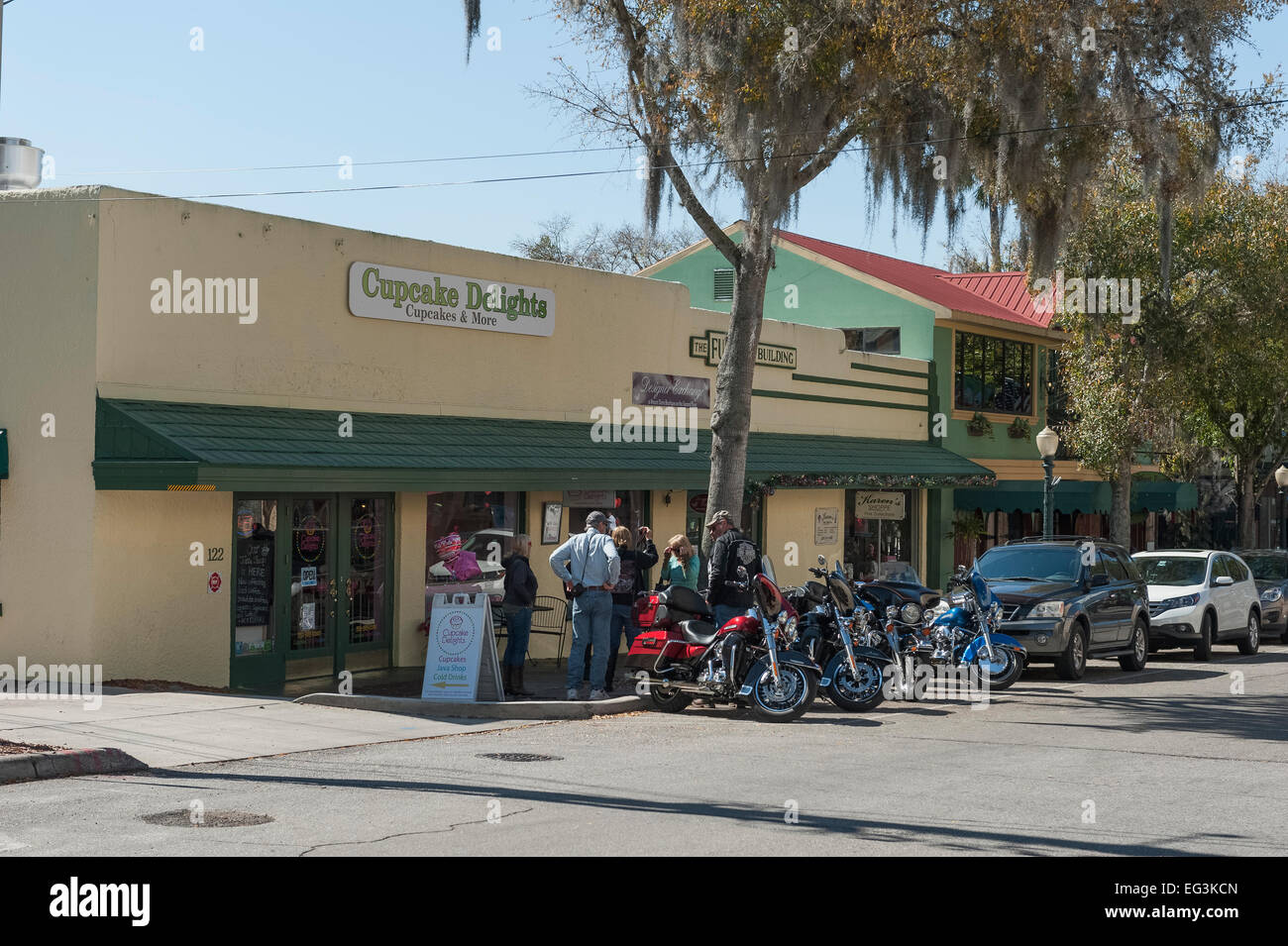 Ein Blick auf die Stadt Straßen der historischen Stadt von Mount Dora, Florida USA Stockfoto