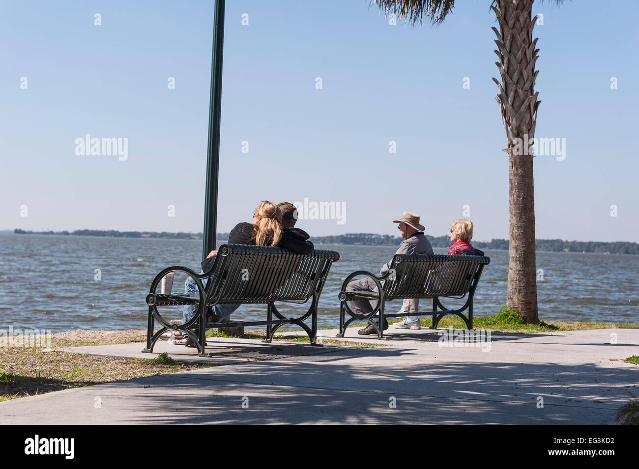 Paare genießen einen Tag im Gilbert Park in Mount Dora, Florida USA Stockfoto