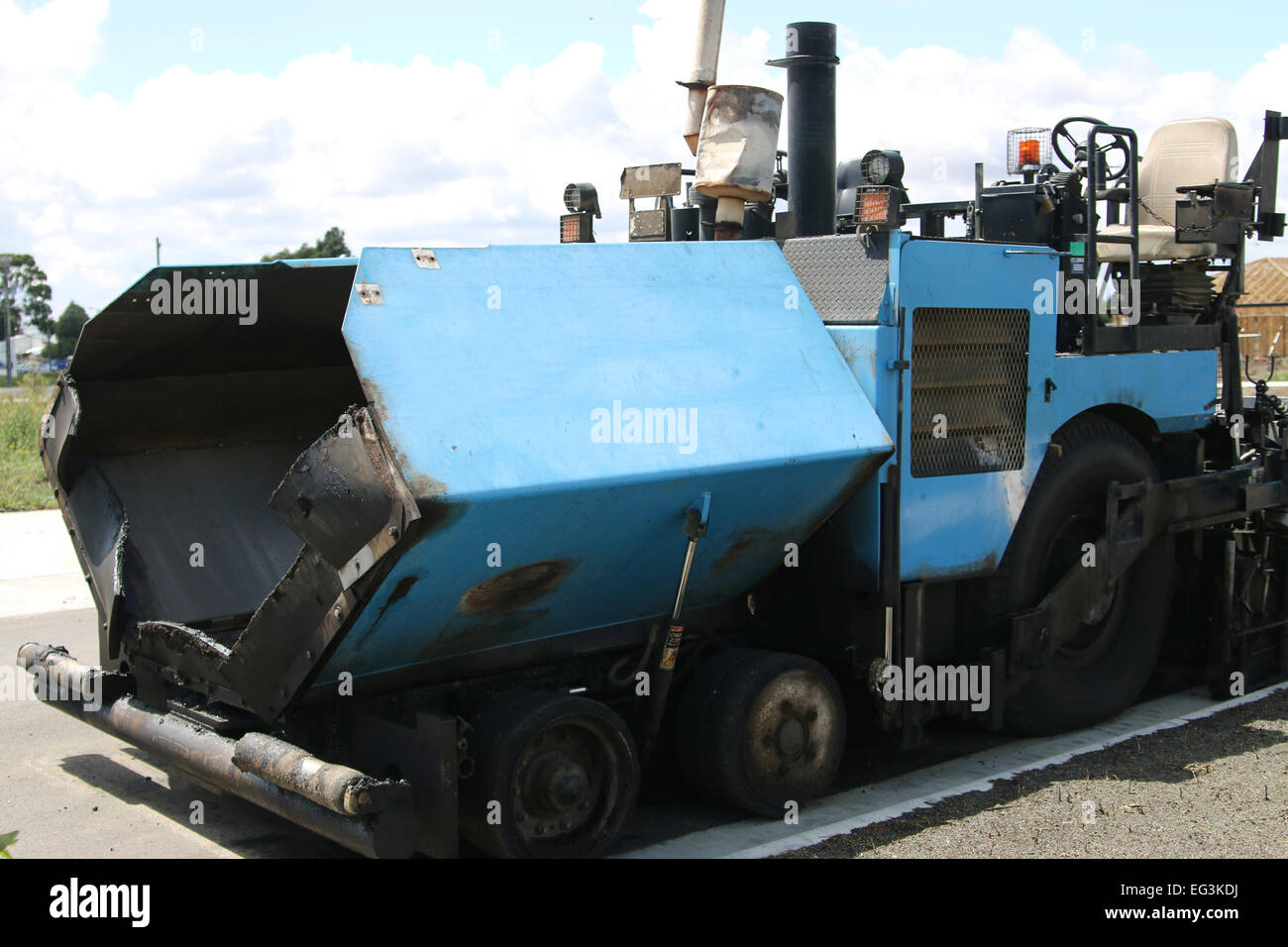 Asphalt-Einbau Maschine Stockfoto