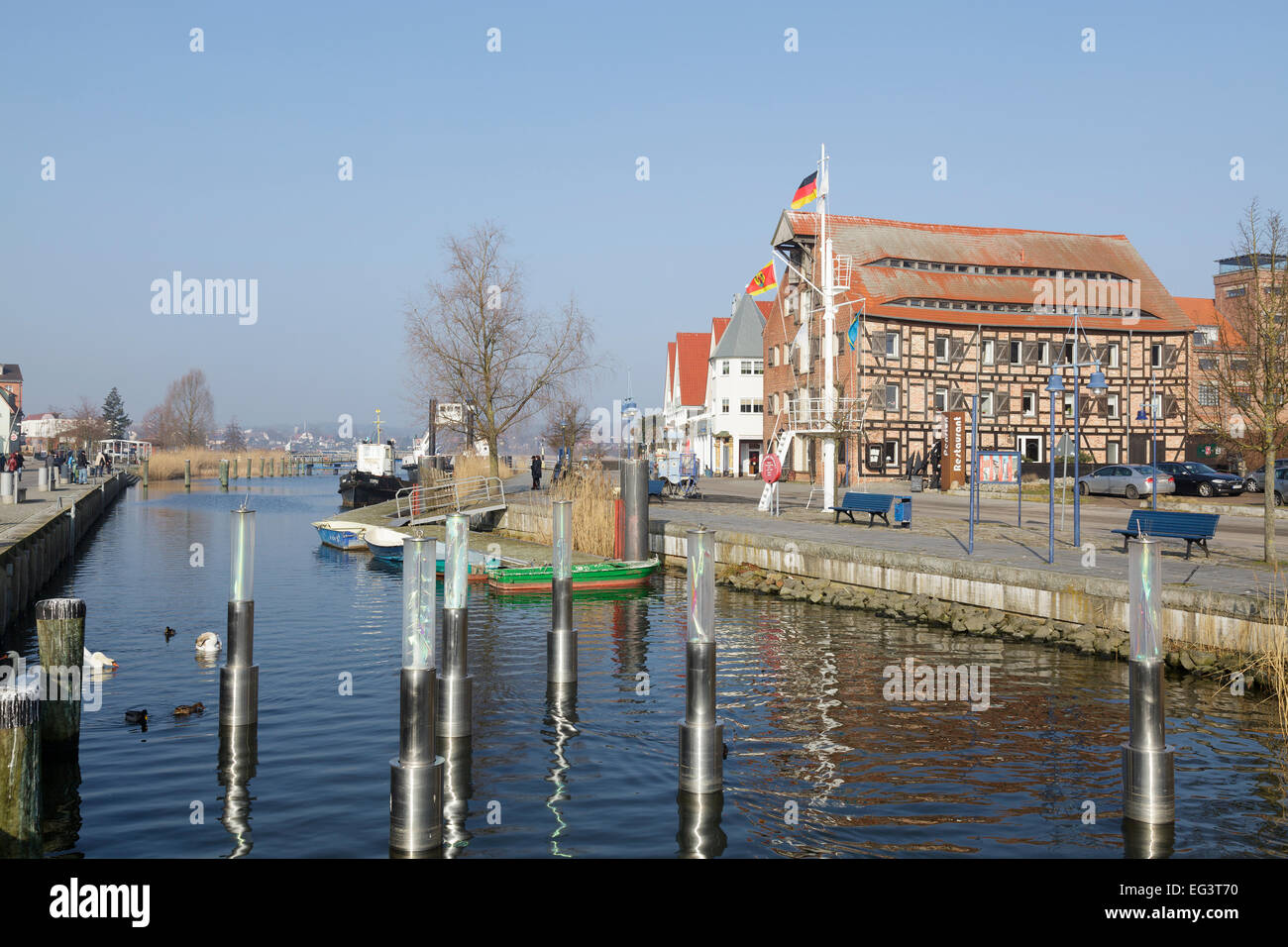 alten Hafen mit Mais zu speichern, Gebäude, Wolgast, Mecklenburg-Vorpommern, Deutschland Stockfoto