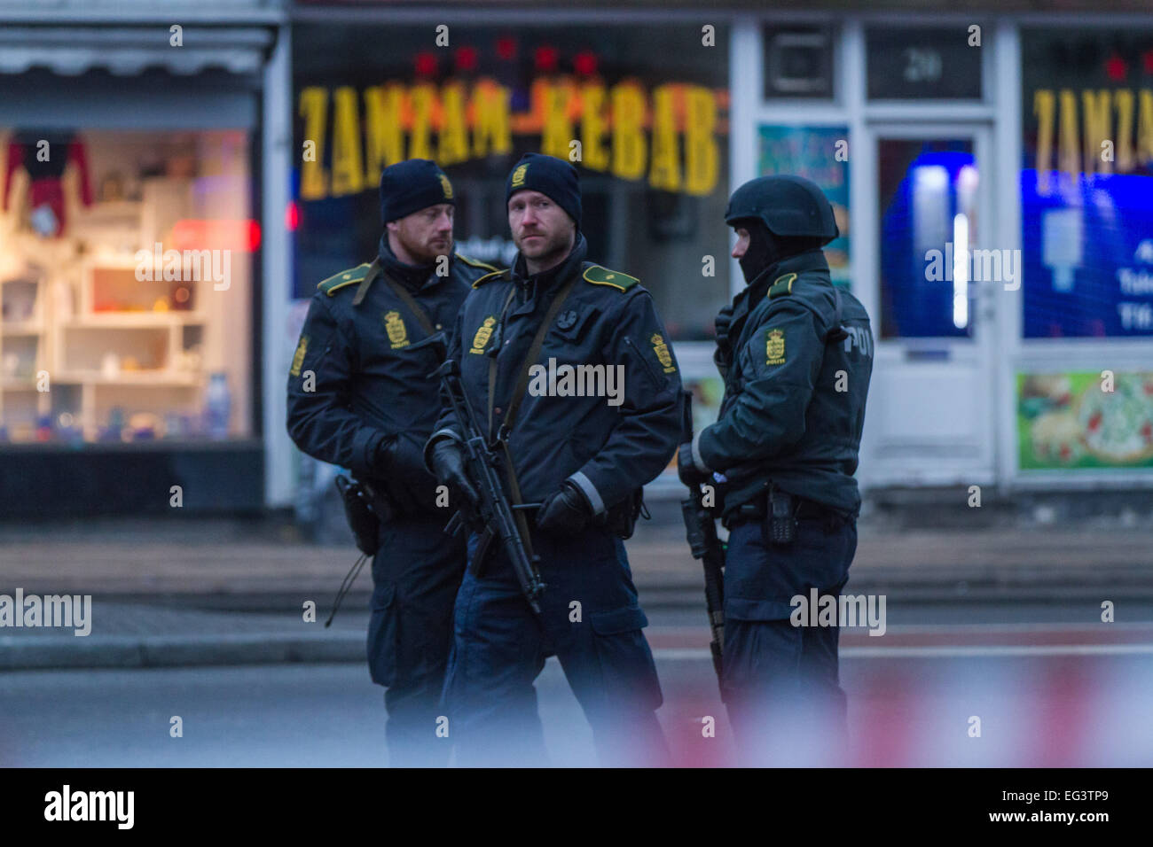 Kopenhagen, Dänemark. 15. Februar 2015. Dänische Polizei erschossen und