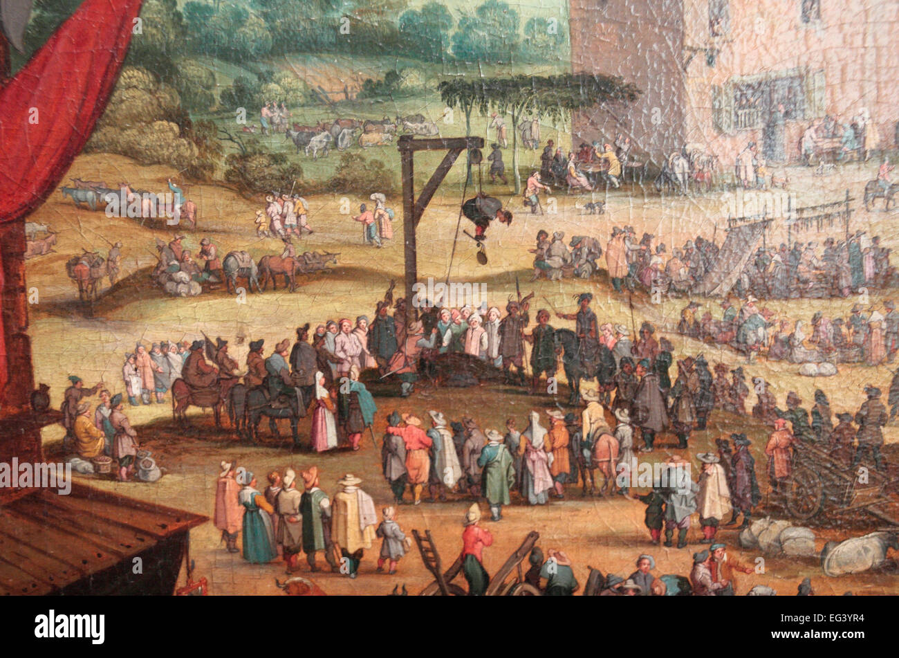 Details zu "La Foire d ´ Impruneta" von Jacques Callot auf dem Display in den Königlichen Museen der schönen Künste von Belgien, Brüssel, Belgien. Stockfoto