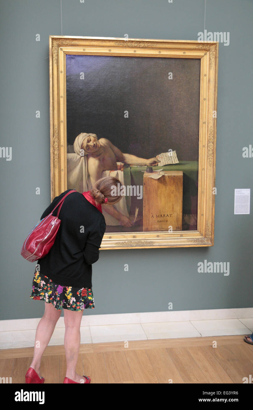 Der Tod des Marat von JacquesLouis David auf dem Display in den Königlichen Museen der schönen