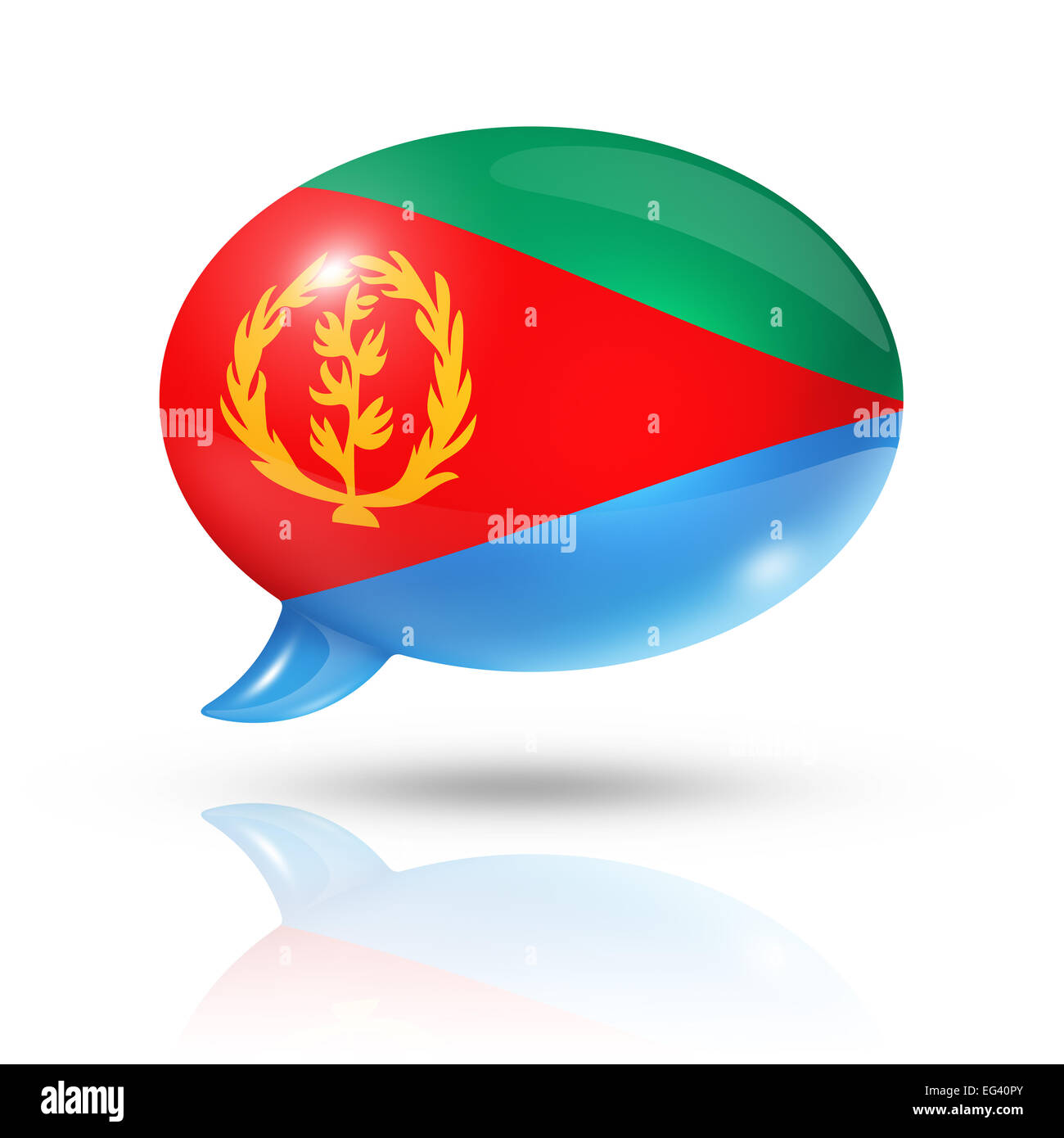 drei dimensionale Eritrea Flagge in einer Rede Blase isoliert auf weiss mit Beschneidungspfad Stockfoto