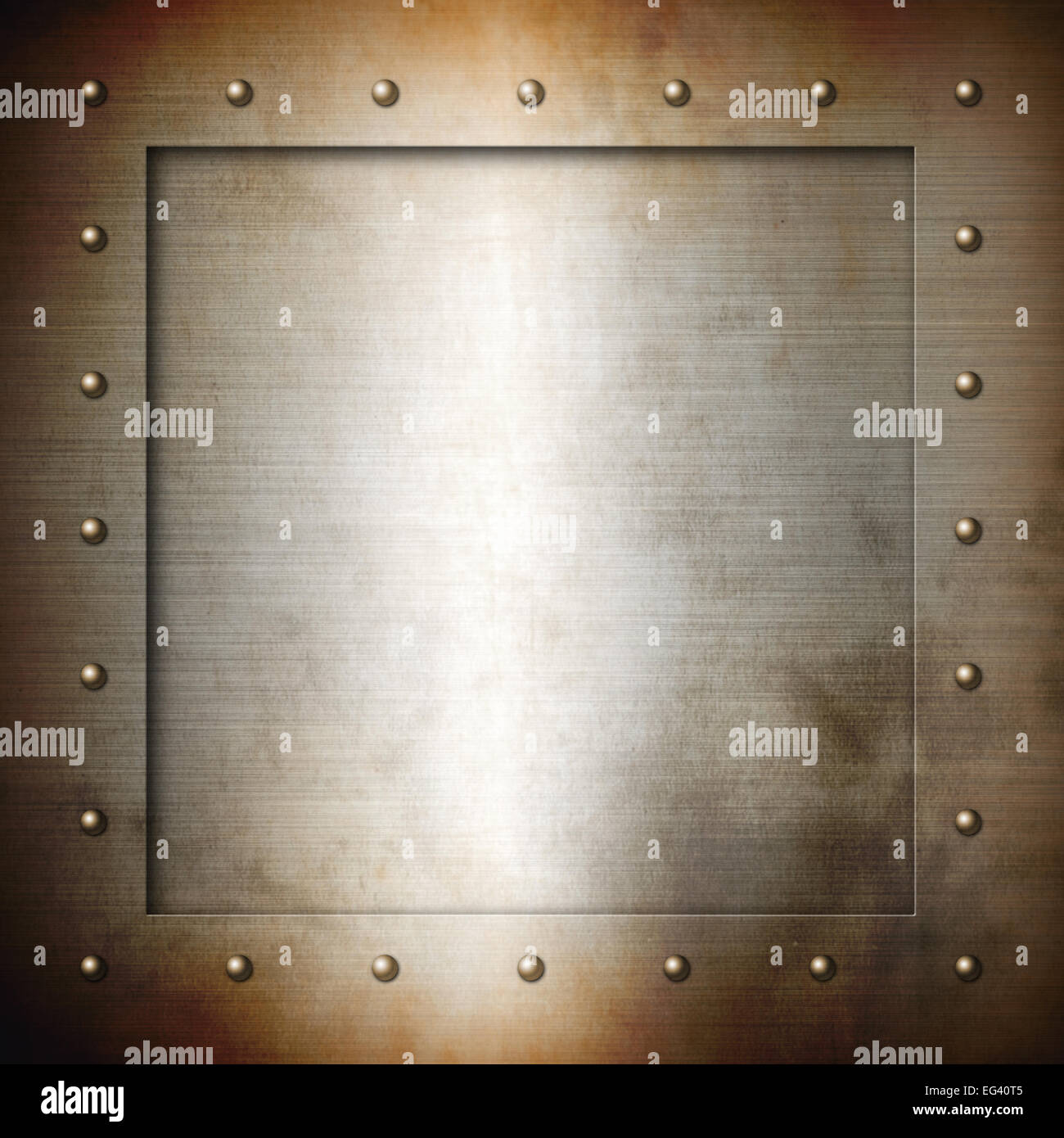 Rusty aus gebürstetem Stahl Rahmen Textur Hintergrundbild Stockfoto