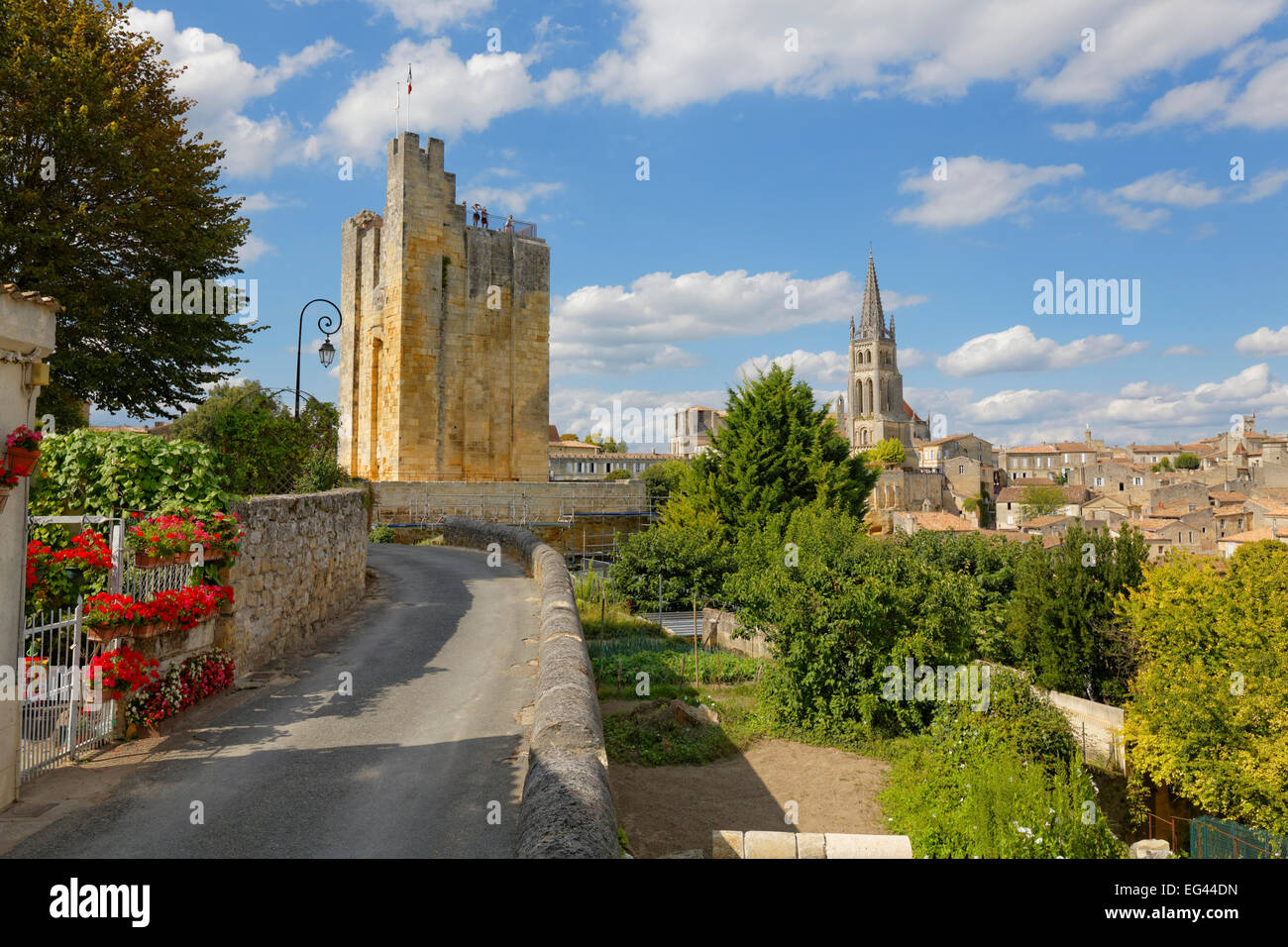 Chateau du Roi, Königsburg, Turm, Bergfried, Saint-Émilion Weltkulturerbe von UNESCO, Aquitaine, Frankreich, Europa Stockfoto