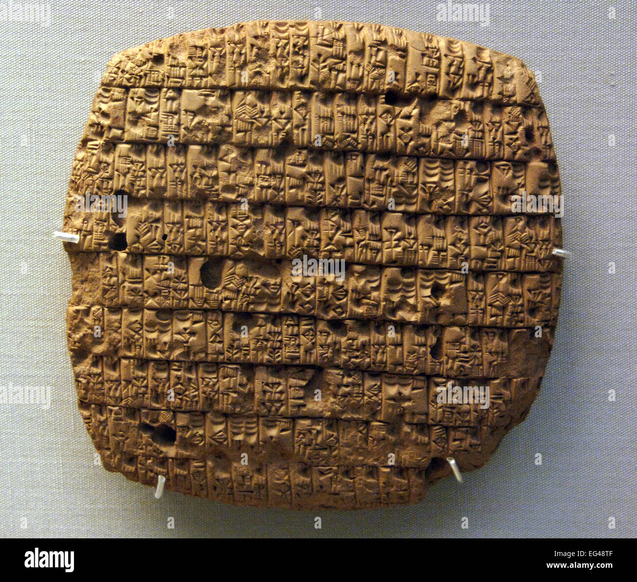 Cuneiform Tablet Bier Zuordnung darstellt. 2351-2342 BC. Von neusumerischen. Uruinimgina König. British Museum. London. Stockfoto