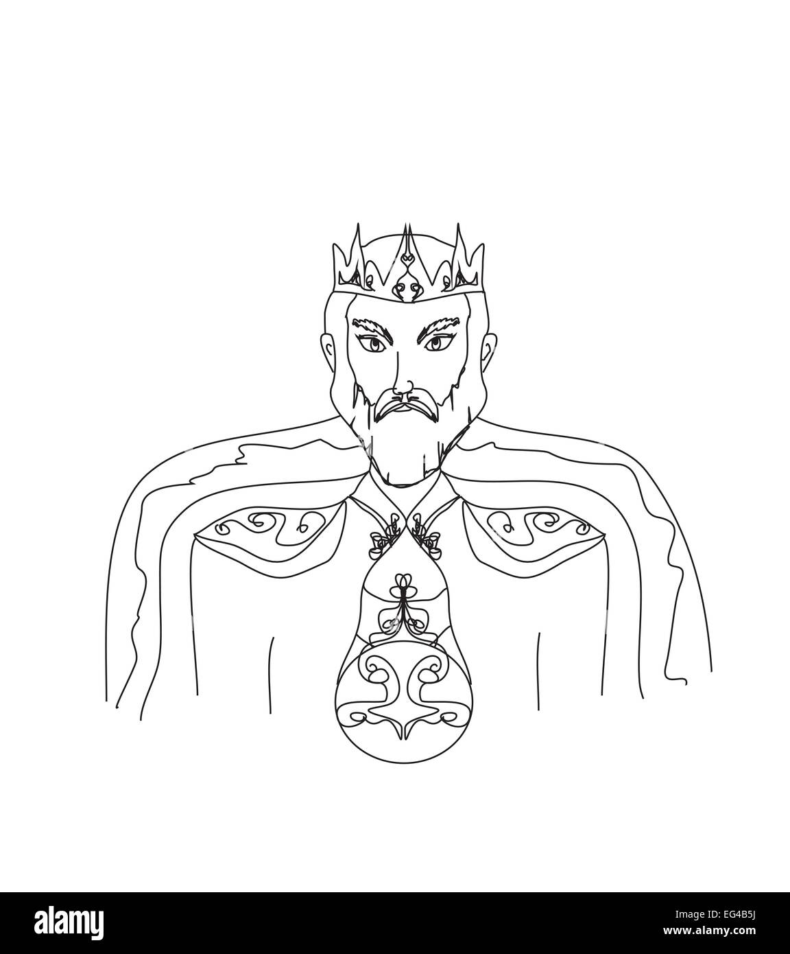 König auf einem weißen Hintergrund, hand gezeichnete illustration Stock Vektor