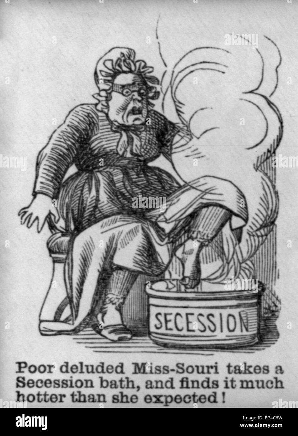Bürgerkrieg "Union Umschläge" illustriert: Arme verblendete Miss-Sori nimmt eine Sezession Bad, ca. 1861 Stockfoto