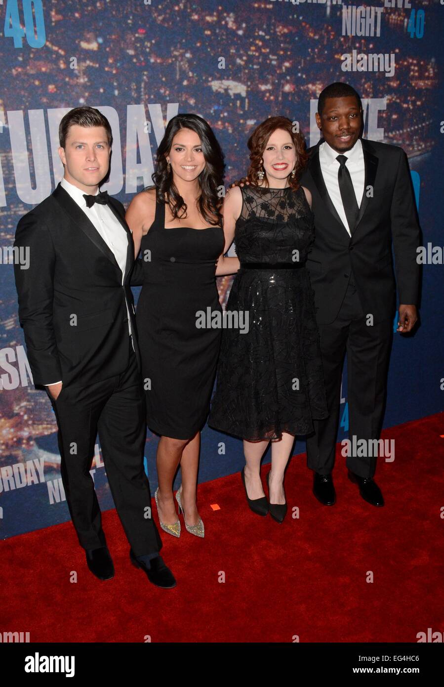 New York Ny Usa 15 Februar 2015 Colin Jost Cecily Strong Vanessa Bayer Michael Che Im Ankunftsbereich Fur Samstag Nacht Leben Snl 40th Jahrestag Rockefeller Center New York Ny 15 Februar 2015