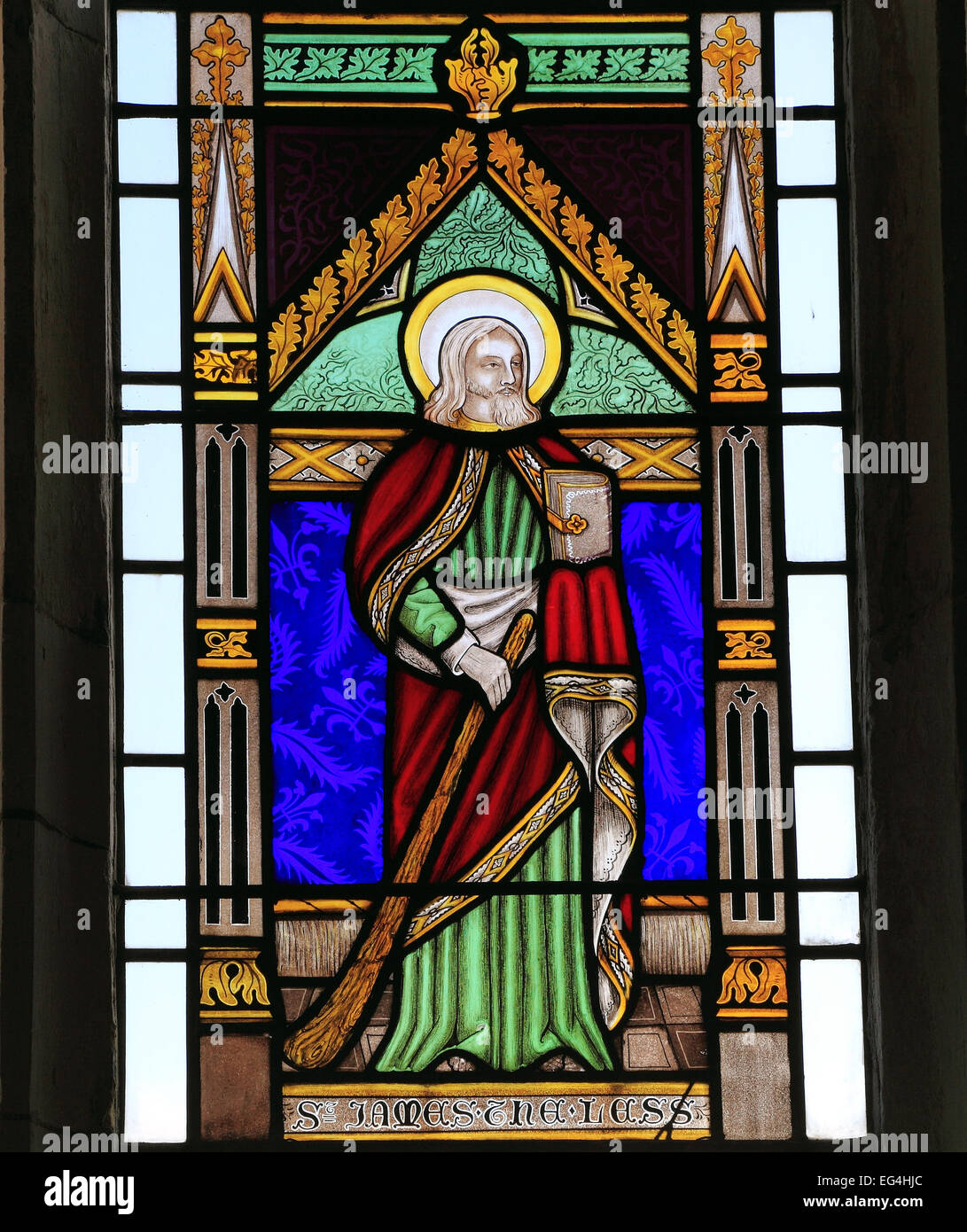 St. James die weniger, Glasfenster von Joseph Grant von Costessey, 1856, Wighton, Norfolk England UK St. Heiligen Stockfoto