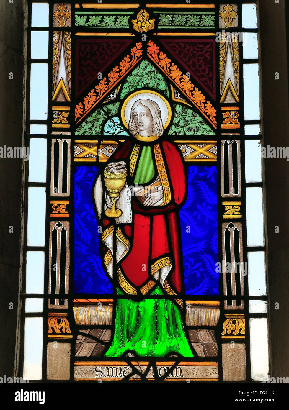 St. John, Glasfenster von Joseph Grant von Costessey c.1857, Wighton, Norfolk England UK Heiligen Heiligen Stockfoto