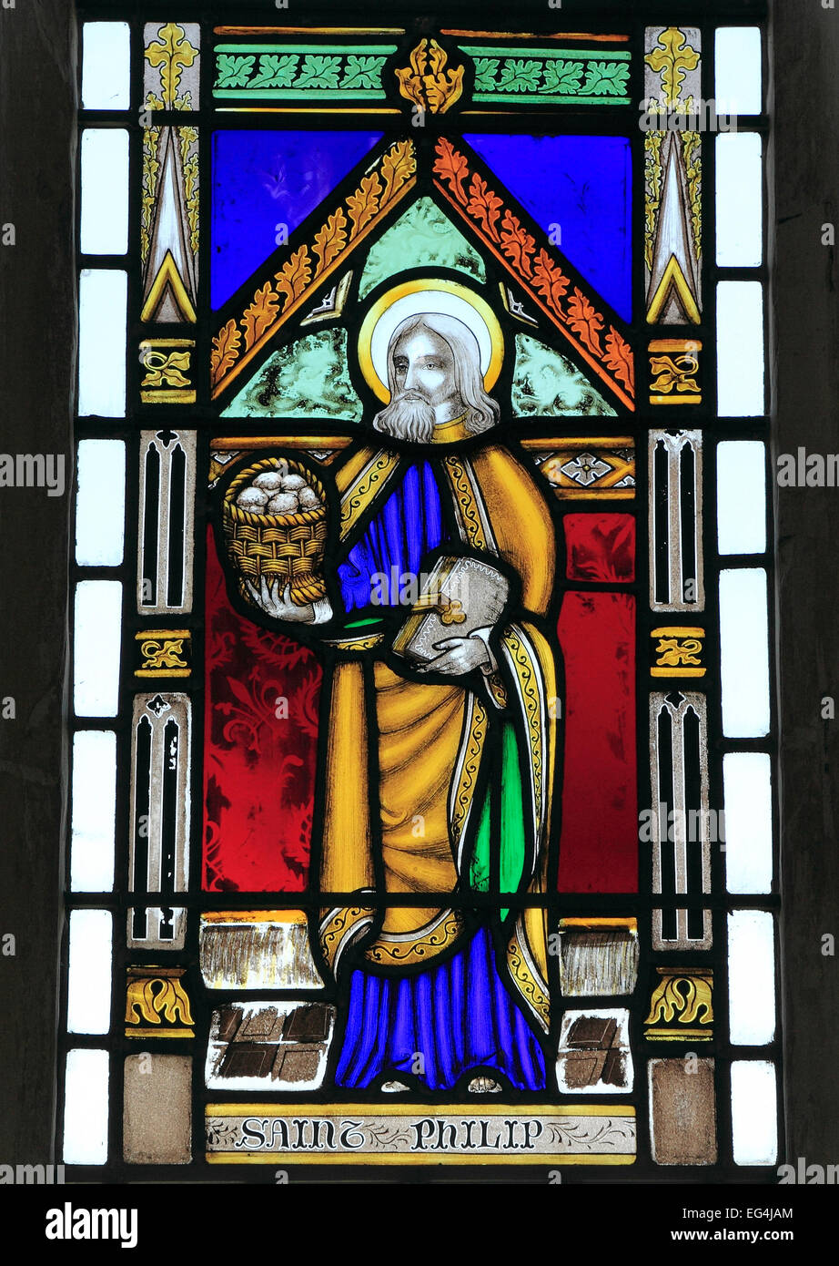 St. Philip, Heiligen Heiligen Glasfenster von Joseph Grant von Costessey, c. 1856, Wighton Kirche, Norfolk England UK Stockfoto