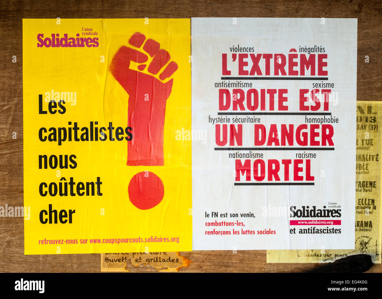 Französische "Solidarität" Plakate gegen rechtsextreme Bewegung - Frankreich. Stockfoto