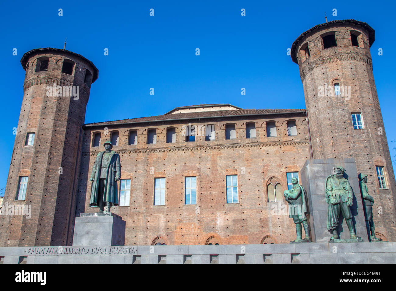 Mittelalterlichen Castello Schloss auf der Rückseite des Palazzo Madama in Turin, Italien Stockfoto