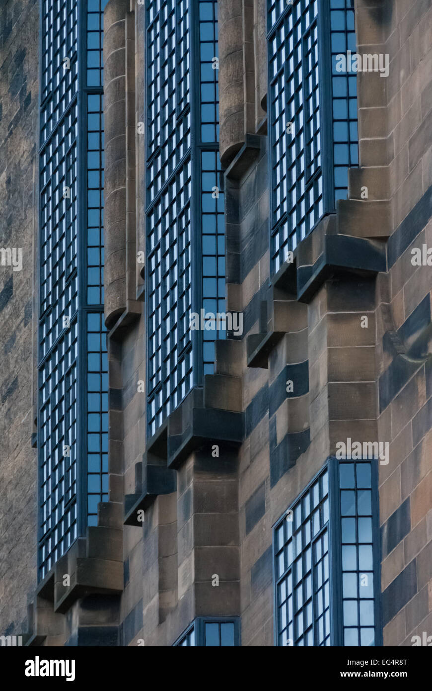 Windows von Charles Rennie Macintosh Glasgow School of Art Stockfoto