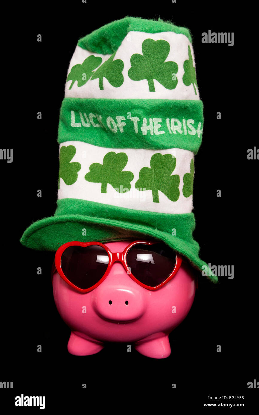 Glück der irischen Sparschwein Aussparung Stockfoto