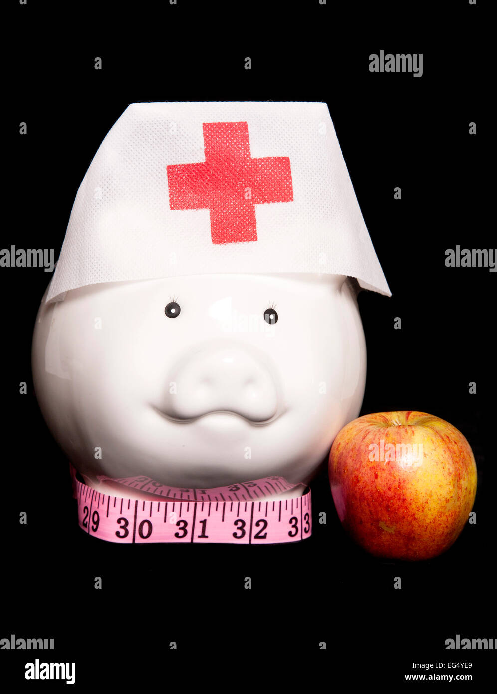 gesunde Ernährung Diät Piggy Bank Ausschnitt Stockfoto