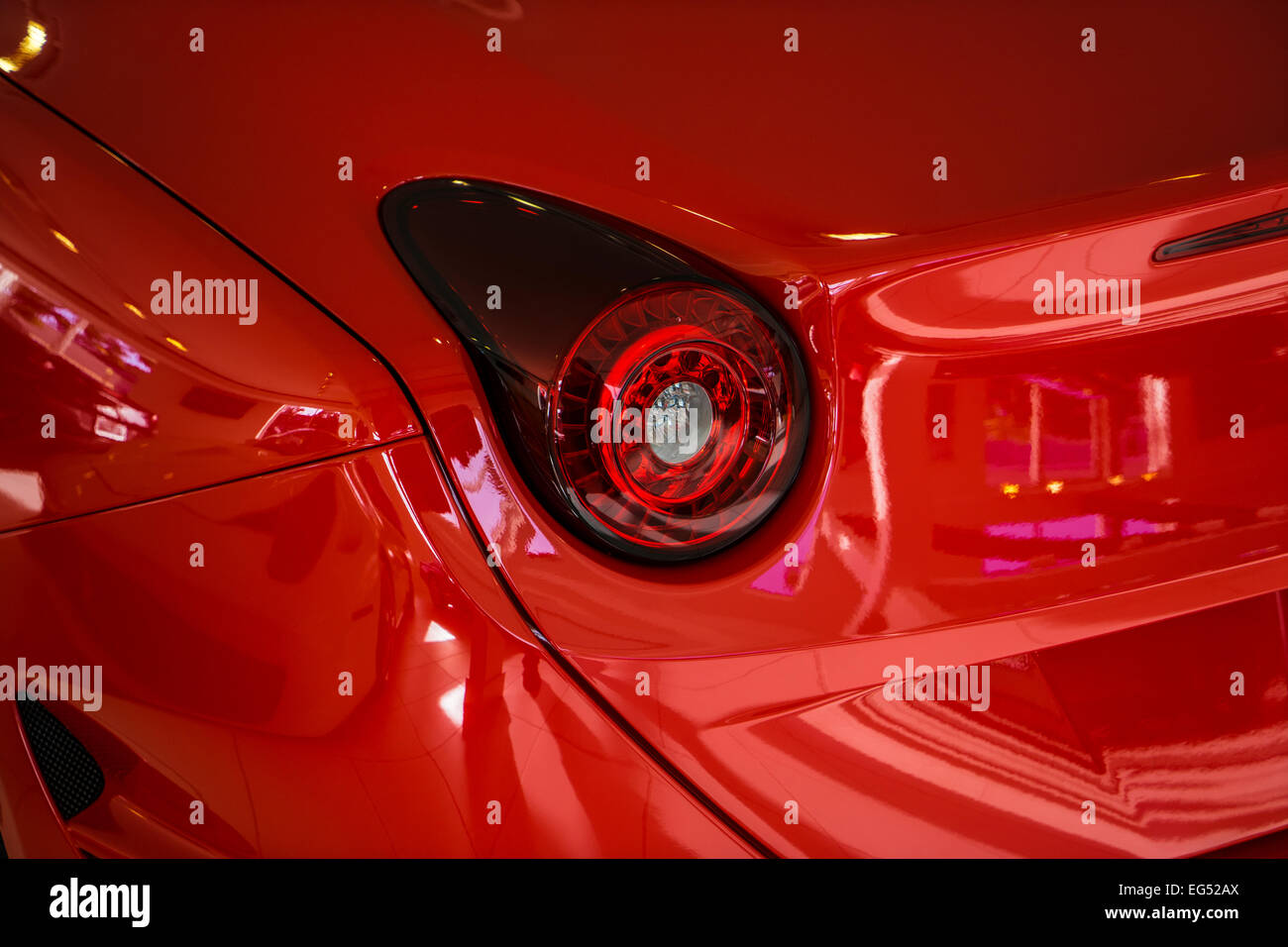 Rücklicht am roten exotische Sportwagen Stockfoto