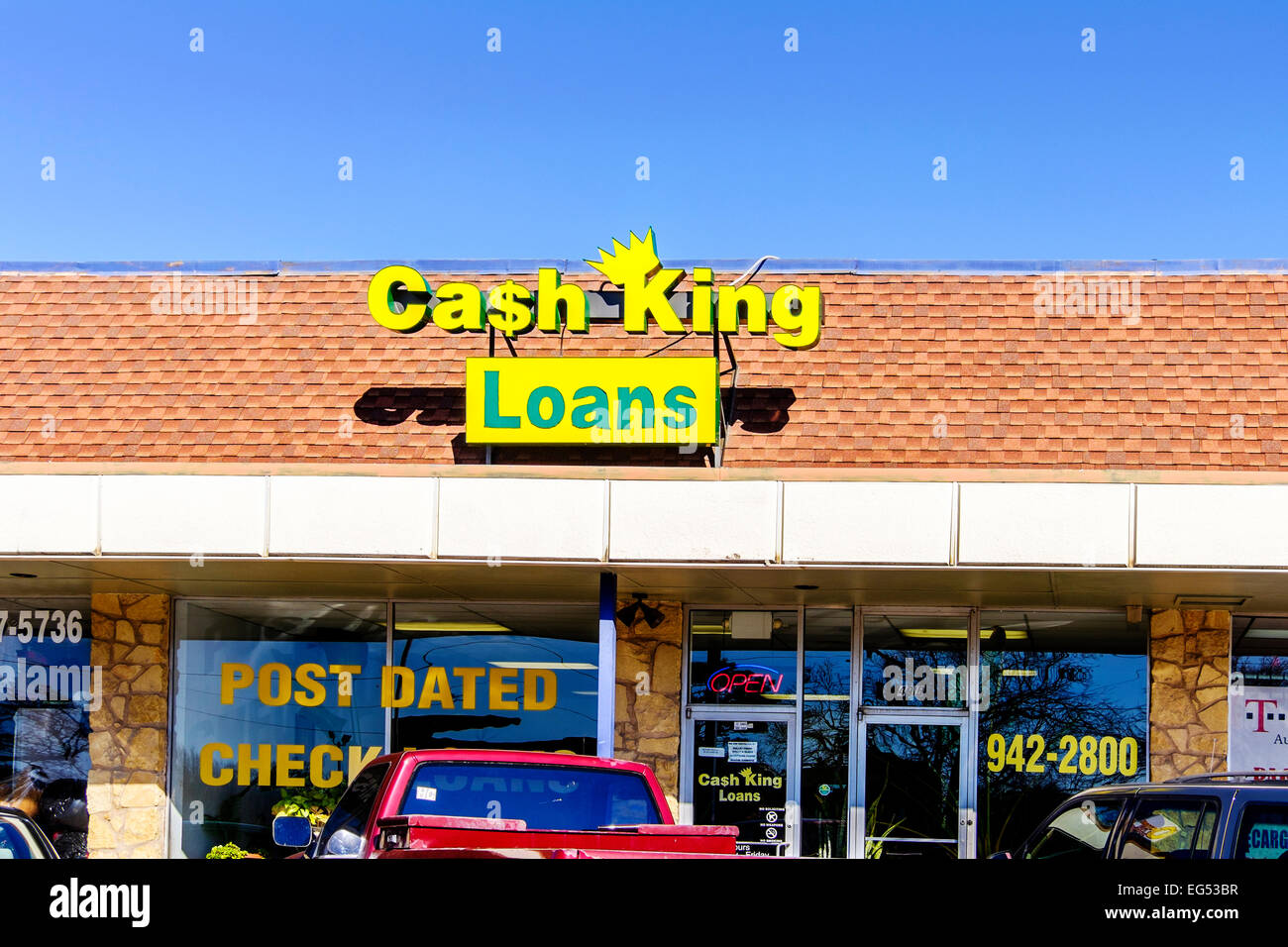 Bar King Darlehen, ein Unternehmen spezialisiert auf schnelles Geld und Darlehen. Außenansicht des Geschäfts. Stockfoto