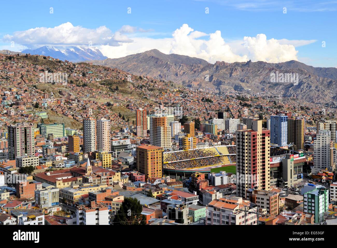 Die Stadt La Paz hoch in den Anden ist die de-facto-Hauptstadt von Bolivien Stockfoto