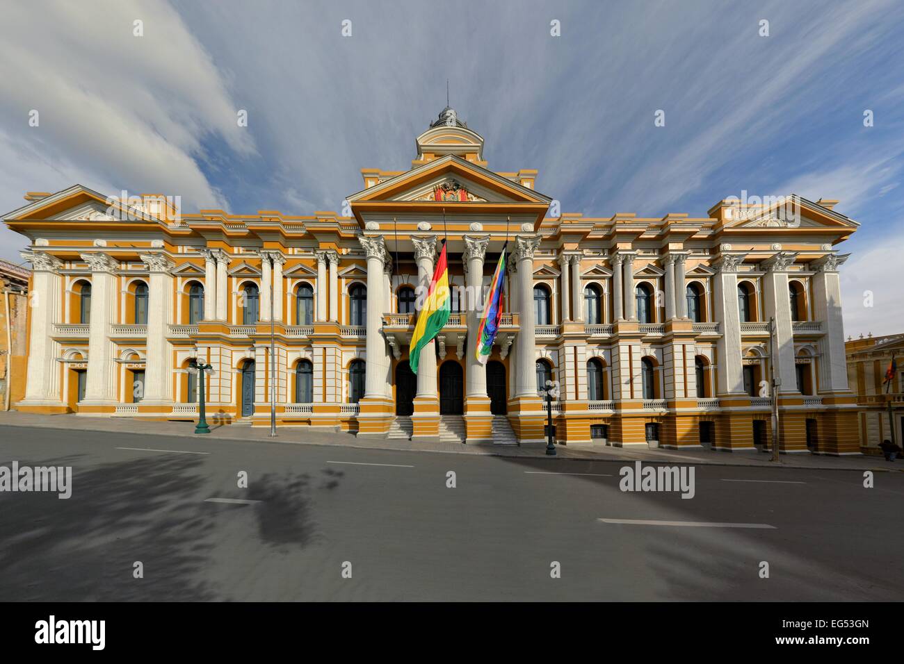 Bolivianische Regierung Gebäude im spanischen Kolonialstil, Plaza Murillo, La Paz Stockfoto