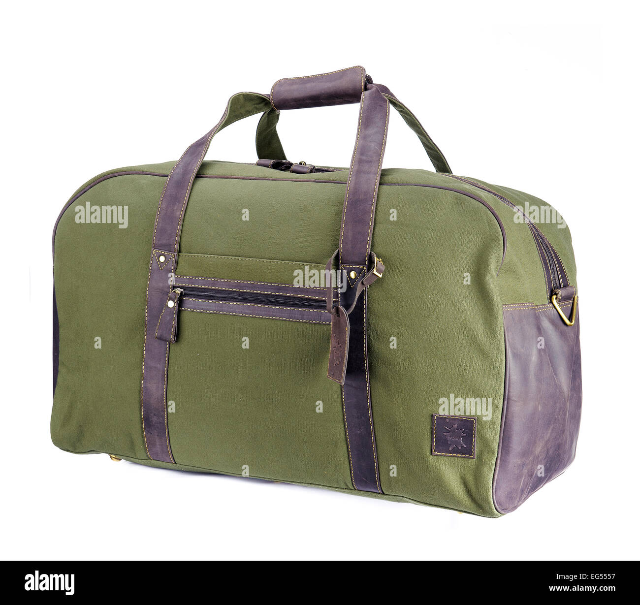 grüne Leinwand Carry Reisetasche Stockfoto