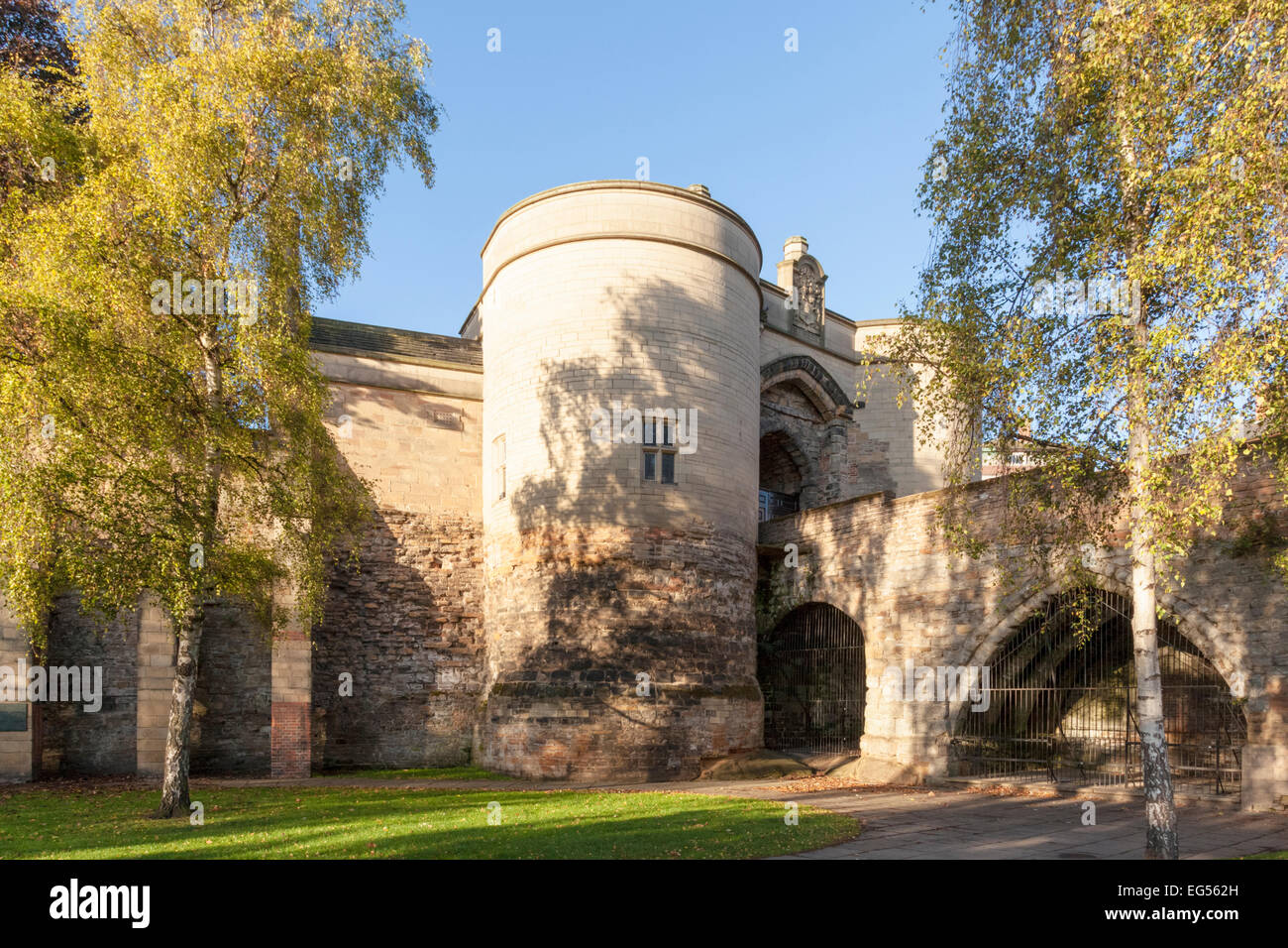 Englisch Burgen: The Gate House und Brücke, Schloß von Nottingham, Nottingham, England, Großbritannien Stockfoto