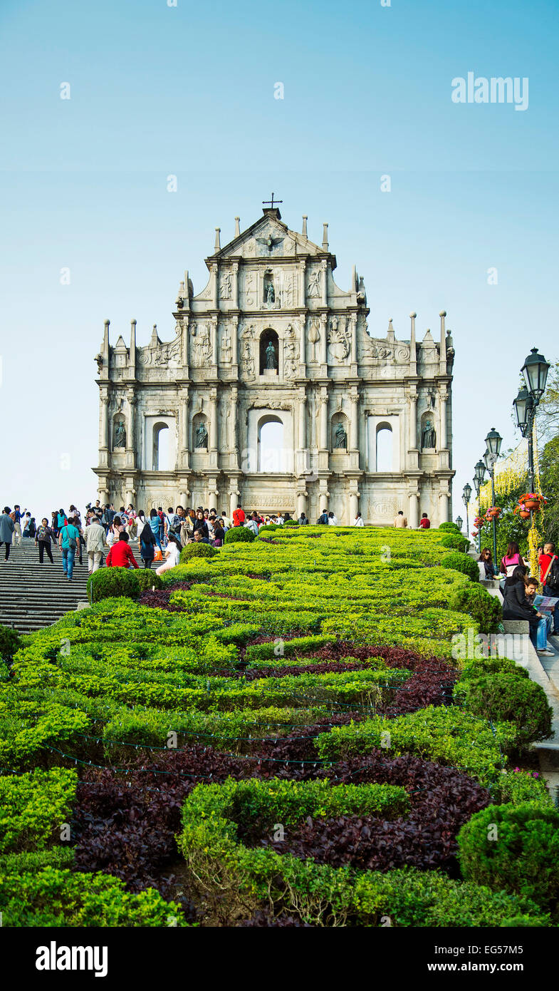 Ruinen der St. Pauls Tor portugiesischen kolonialen Wahrzeichen in Macau china Stockfoto