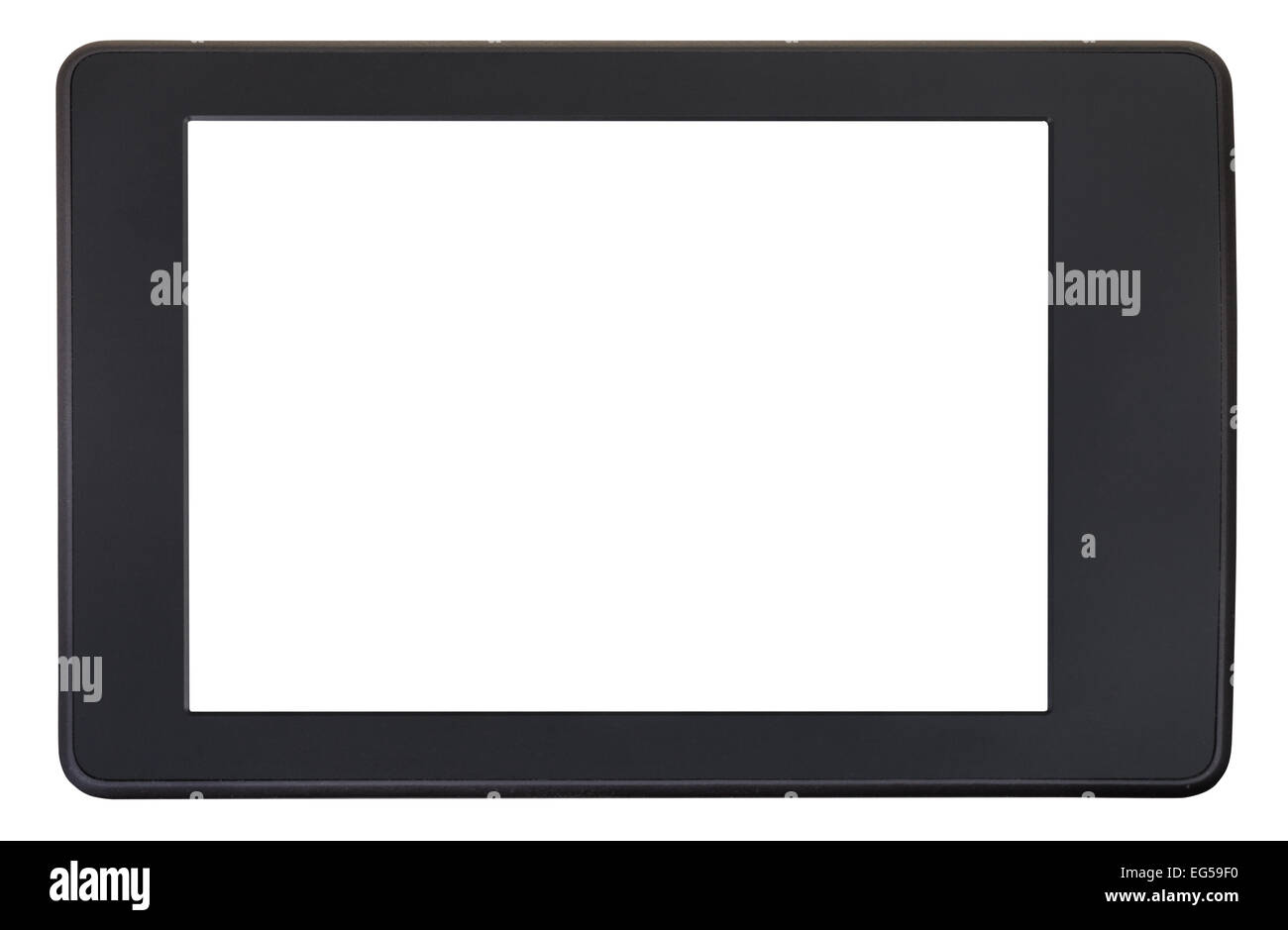 Vorderansicht des Book-Reader mit ausgeschnittenen Bildschirm isoliert auf weißem Hintergrund Stockfoto