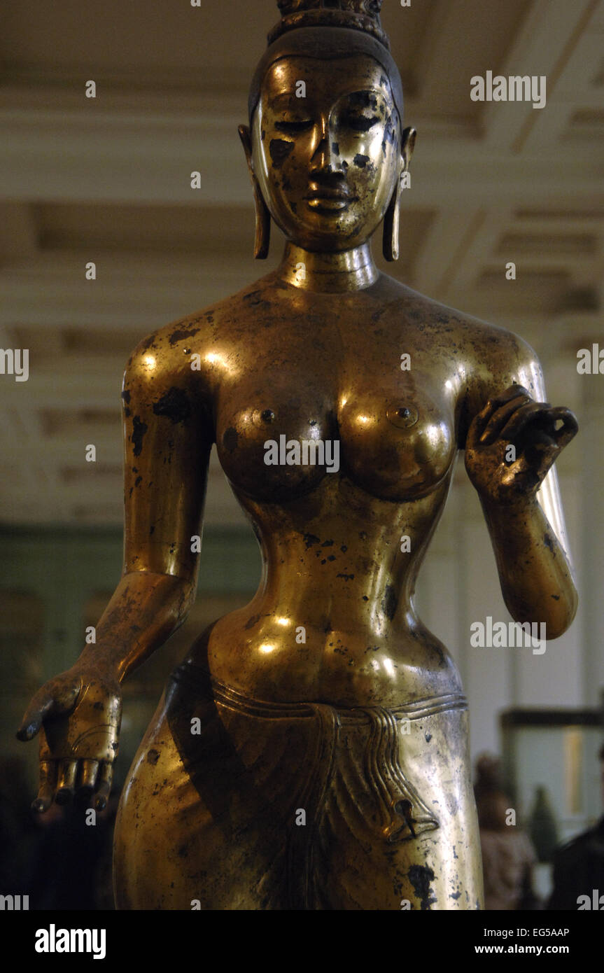 Buddhistische Göttin, Tara. Bronze-Statue. 8. Jahrhundert. Aus Sri Lanka. British Museum. London. Englan. Vereinigtes Königreich. Stockfoto