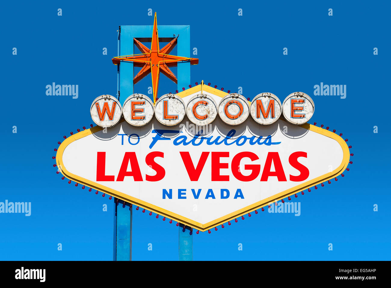 USA, Nevada, Las Vegas, Willkommensschild über Las Vegas Stockfoto