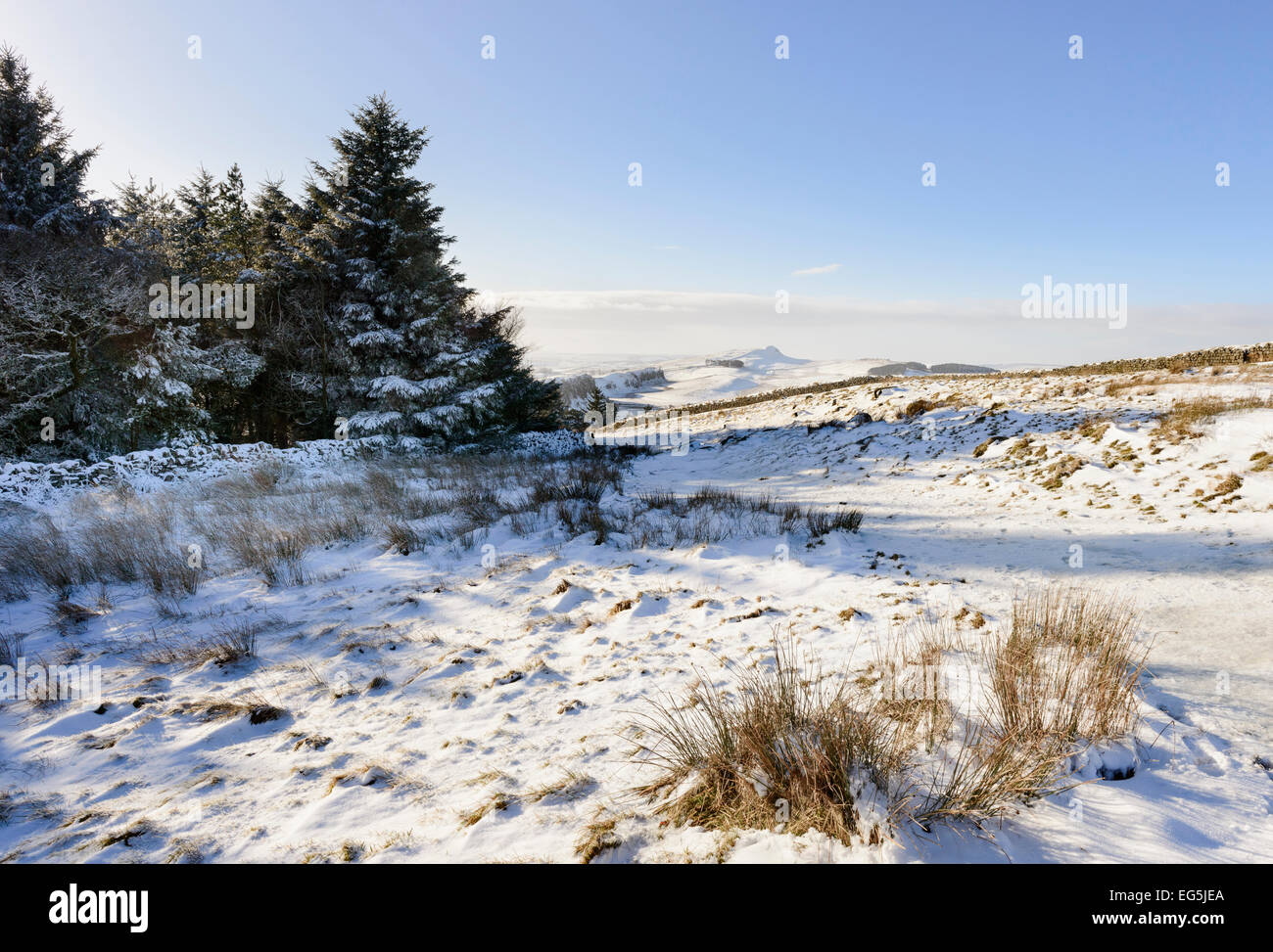 Winter auf dem Hadrianswall Coast to Coast Weg Stockfoto