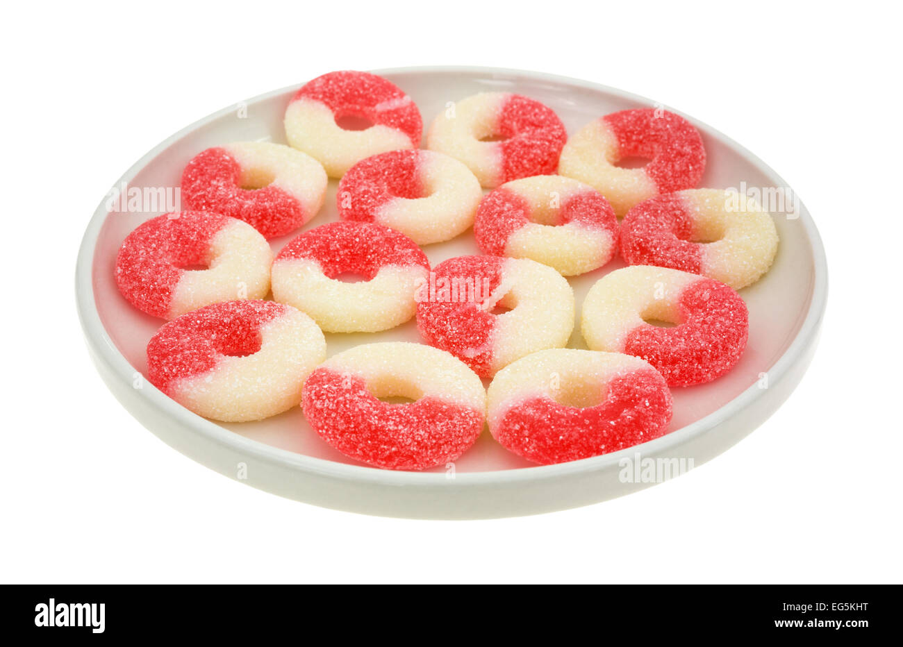 Eine Schüssel mit Zucker überzogen weichen Wassermelone gewürzt Süßigkeiten isoliert auf einem weißen Hintergrund. Stockfoto