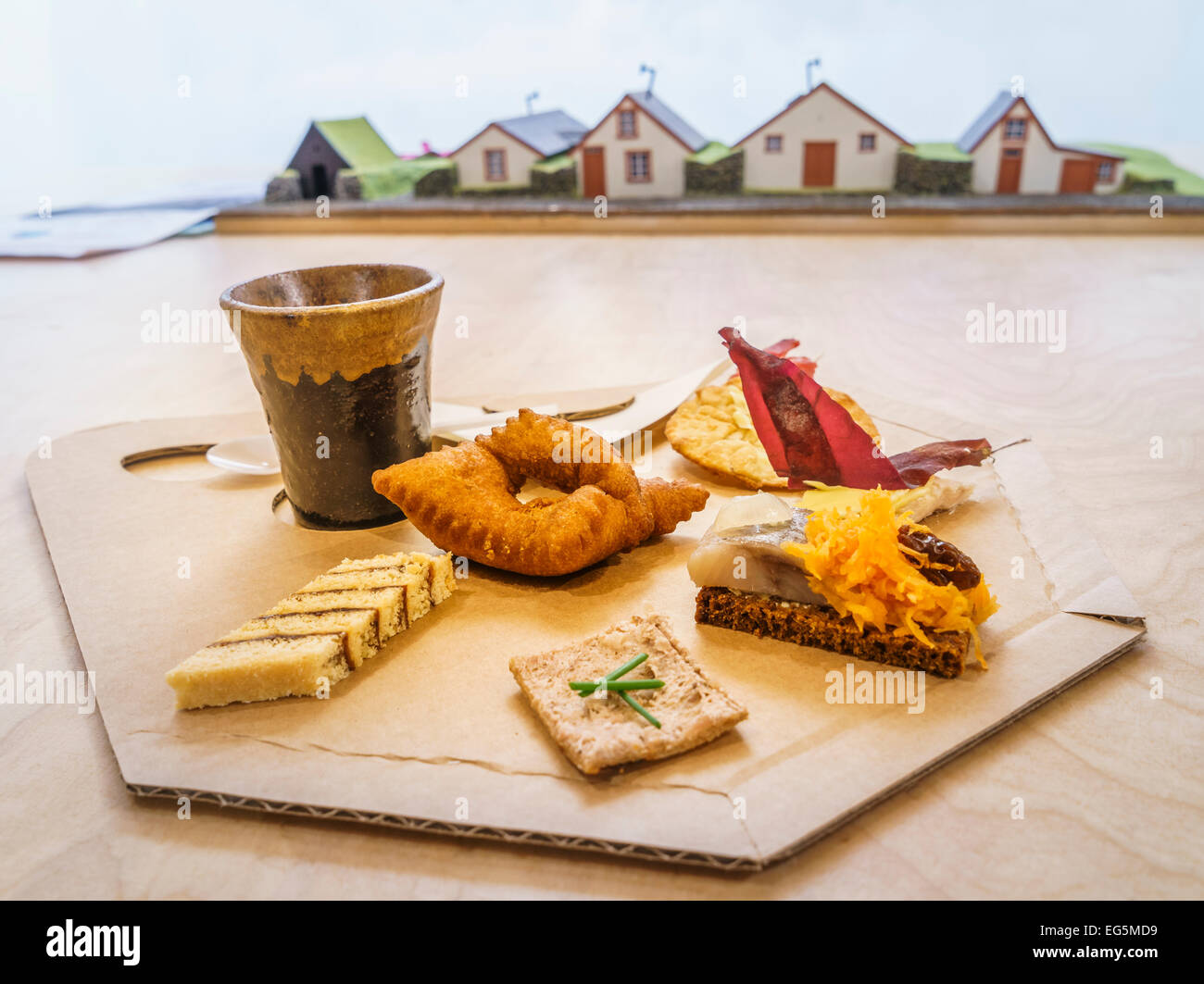 Traditionelle isländische Snacks, Modell Turf Bauernhaus-Folk Museum, Island Stockfoto