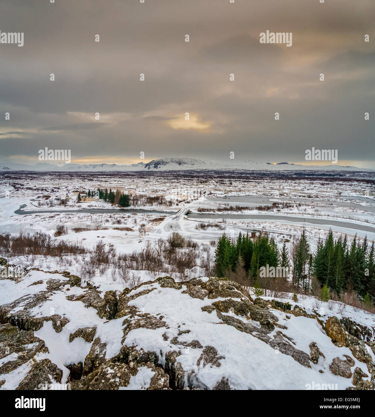 Thingvellir National Park im Winter, Island Stockfoto