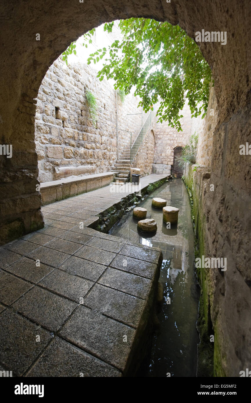 Der Pool Siloah am Ende des Hiskias Tunnel ist ein Fels gehauenen Pool am Südhang "Stadt Davids" in Jerusalem Stockfoto