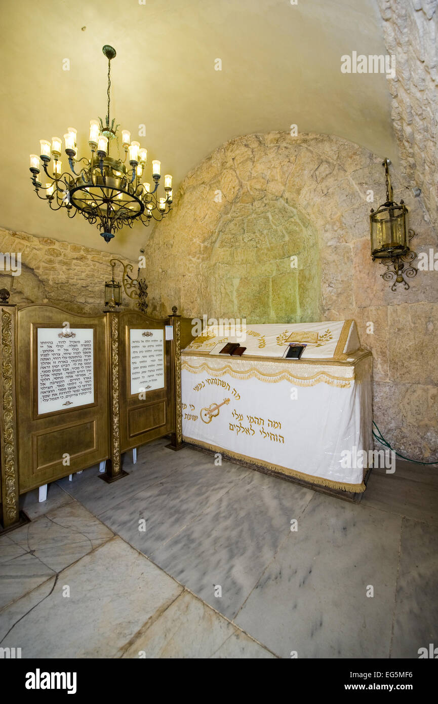 JERUSALEM, ISRAEL - 8. Oktober 2014: das Grab von König David befindet sich in einer Ecke eines Raumes auf den Erdgeschoss Resten der Stockfoto