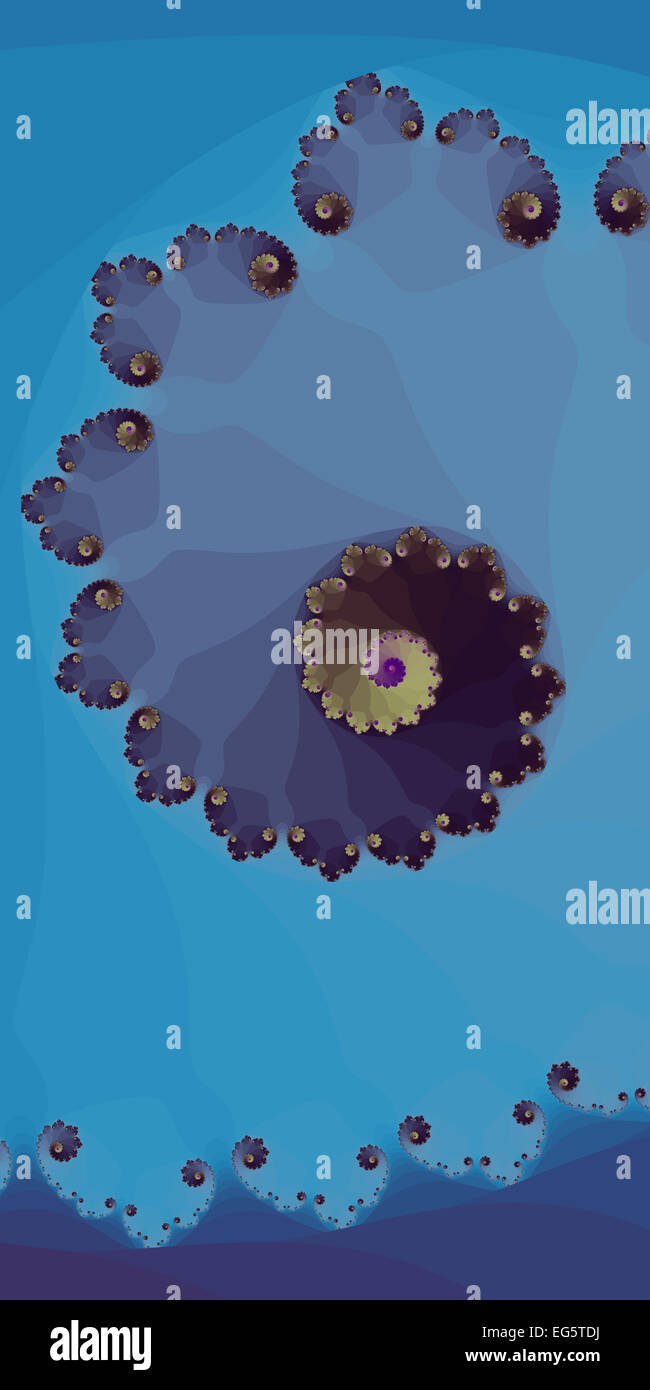 Ein abstrakte Fraktal-Design, die Farben der Pfau Vogel mit leuchtenden blauen Farben darstellt. Stockfoto