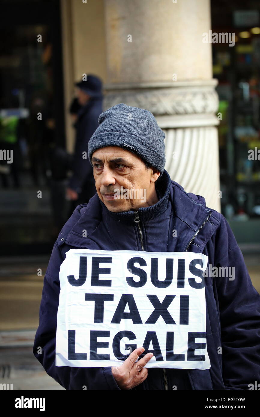 Italienische Taxi Fahrer Protest gegen Uber app in Turin (Italien) Stockfoto