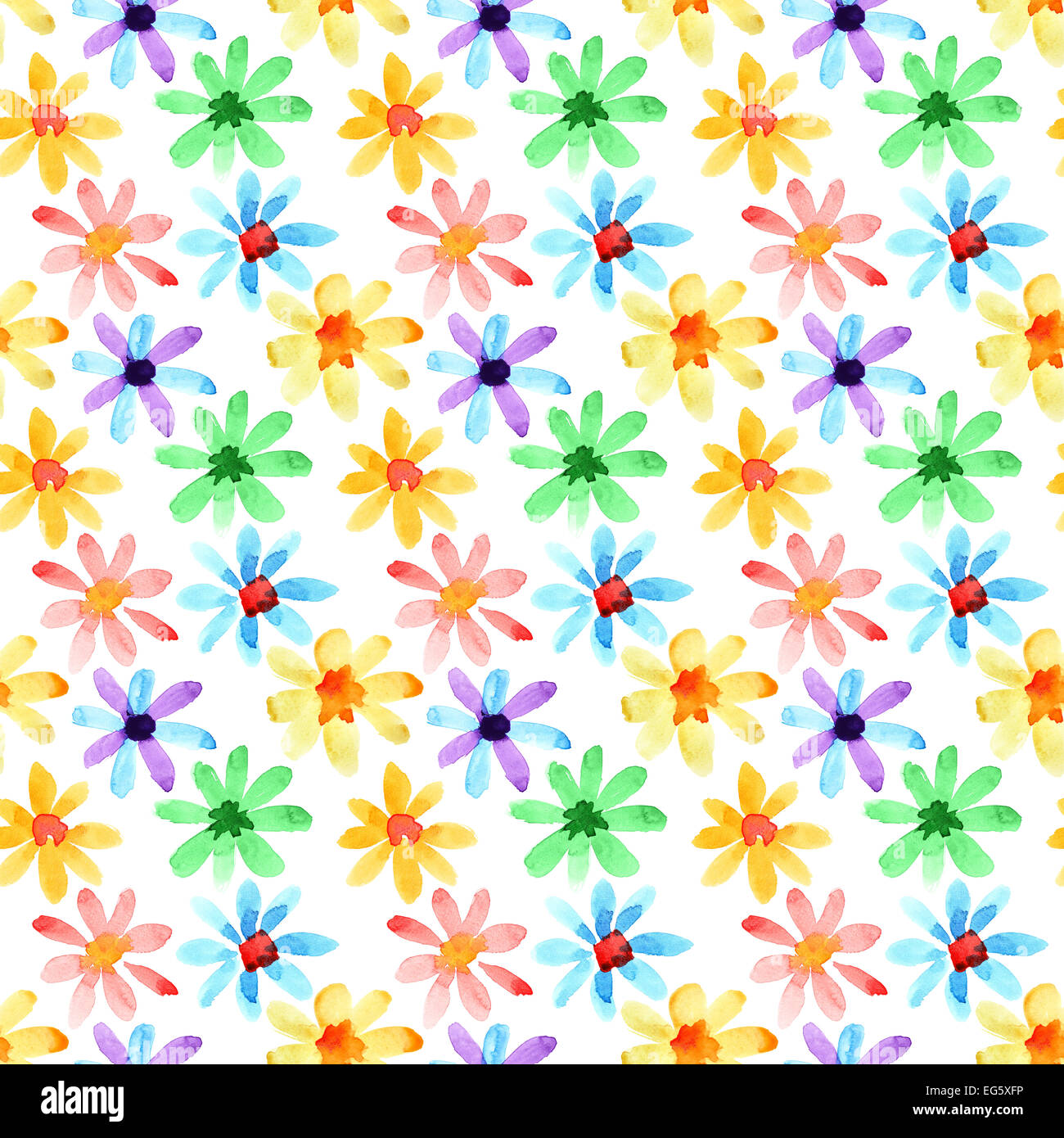 Gelbe Aquarell Blumen - nahtlose Muster Stockfoto