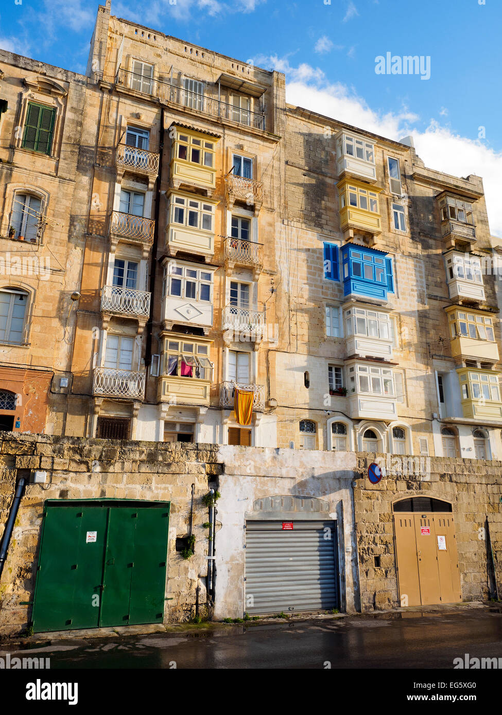 Gebäude-Fassade - Valletta, Malta Stockfoto