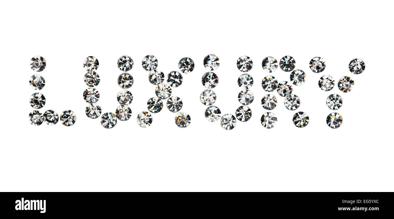 Wort Luxus made by mit Strass-Steinen, kann als Hintergrund verwendet werden Stockfoto