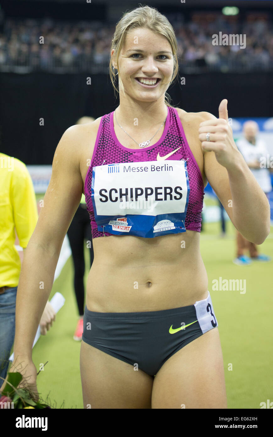 Berlin Deutschland 14 Februar 2015 Dafne Schippers Der Niederlande In Den 60m Dash Wettbewerb Beim Istaf Indoor In Der O2 World In Berlin Deutschland 14 Februar 2015 Foto Lukas Schulze Dpa Alamy Live News