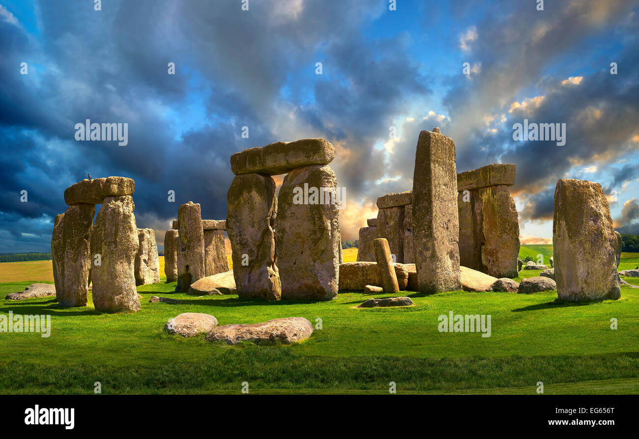 Stonehenge neolithischen Alter Menhir Kreis Denkmal, A UNESCO World Heritage Site, Wilshire, England Stockfoto