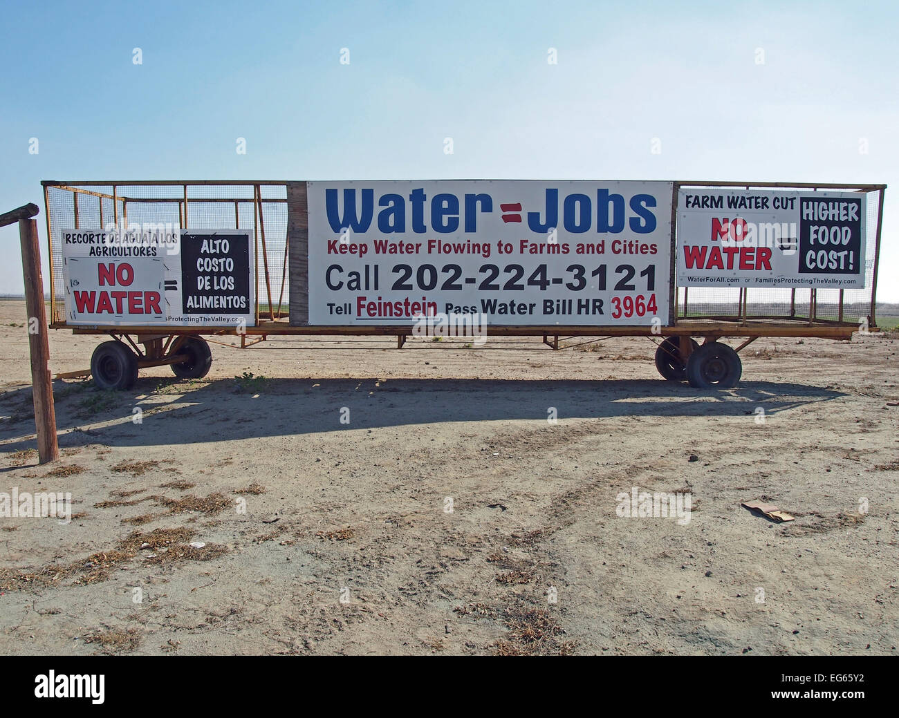 Dürre Farm Wasser schneiden Zeichen Kalifornien Stockfoto