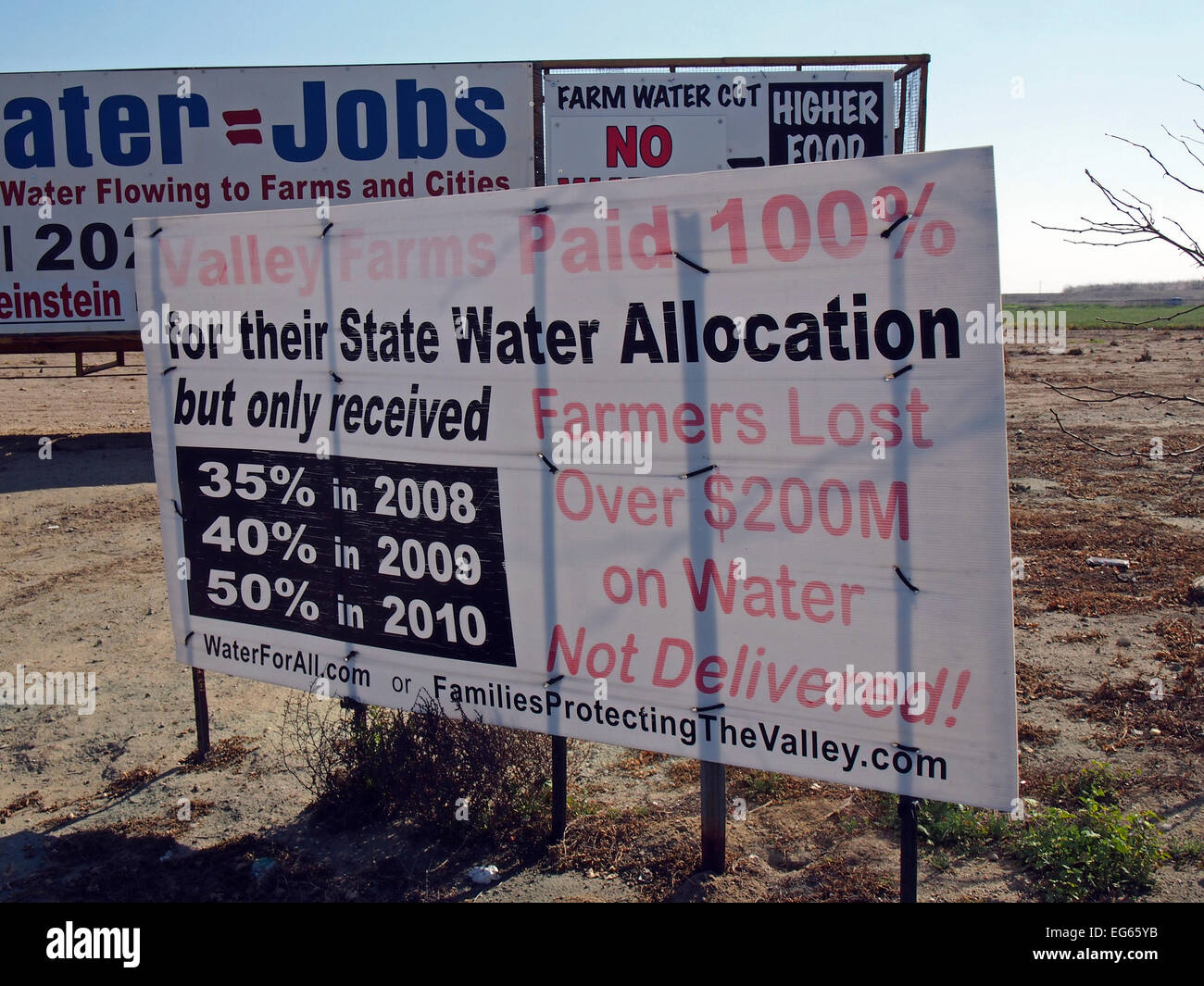 Dürre Farm Wasser Verteilung Zeichen Kalifornien Stockfoto