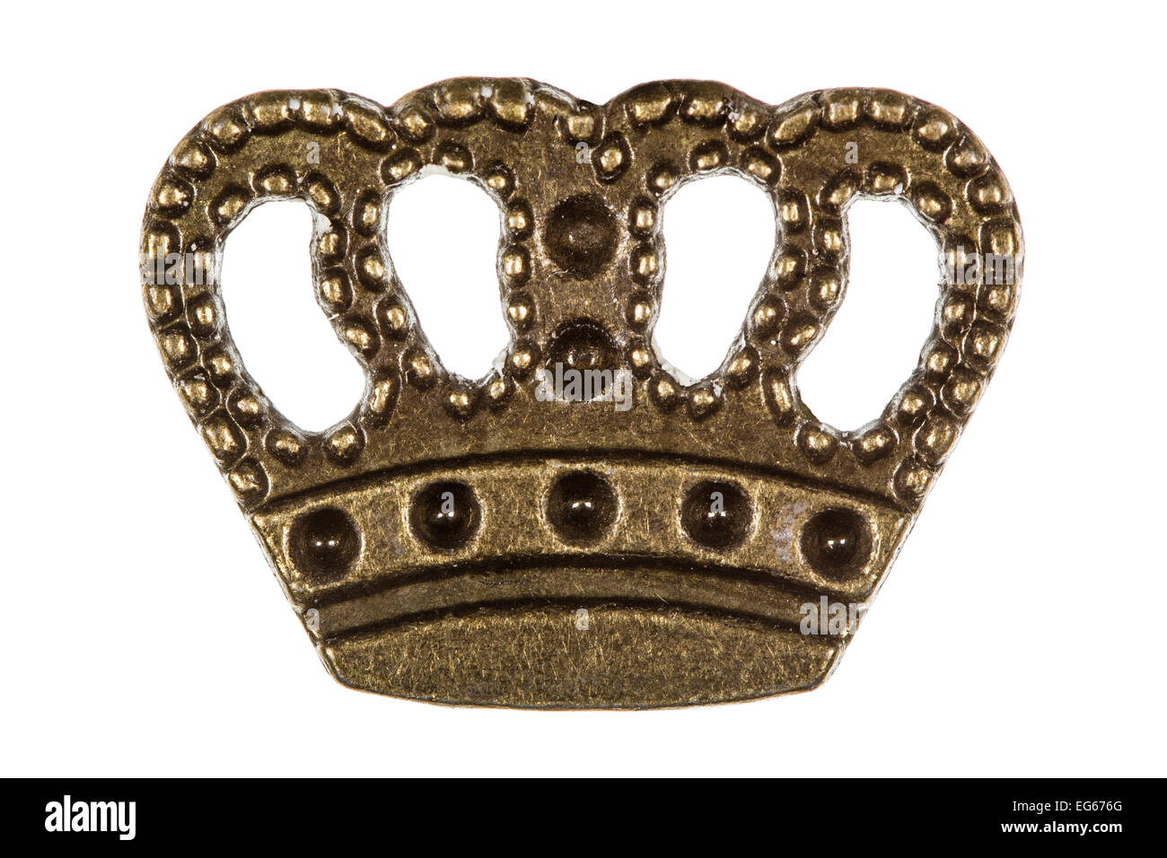 Krone, Kopfschmuck des Monarchen, dekoratives Element, isoliert auf weißem Hintergrund Stockfoto